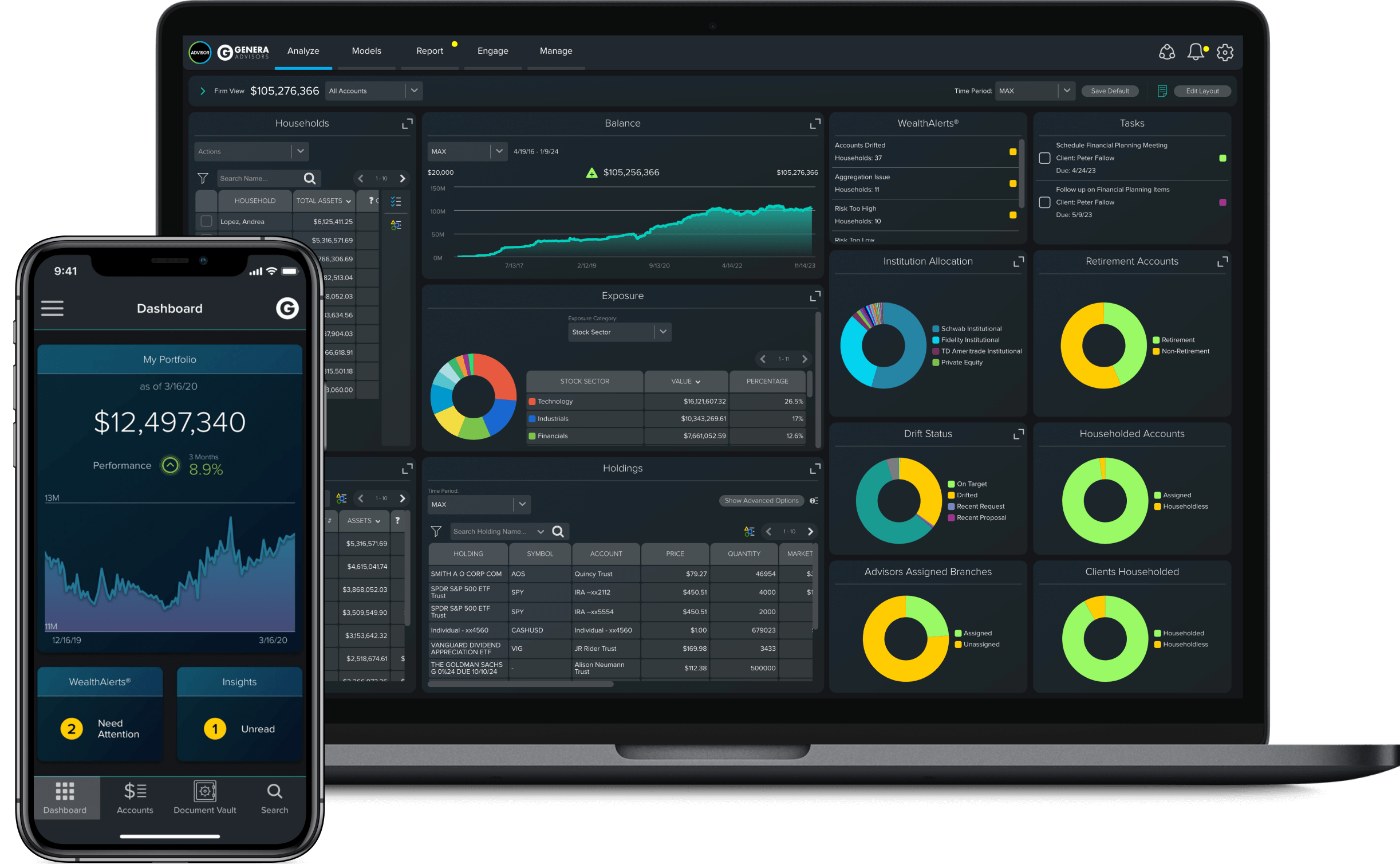 CircleBlack running on a laptop and phone