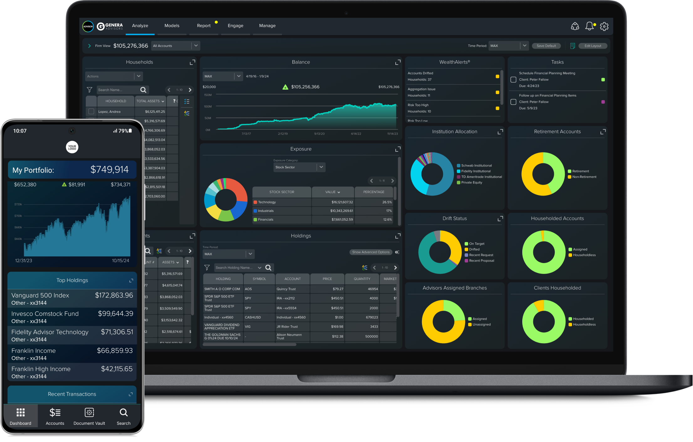 CircleBlack Running on a Laptop and Phone